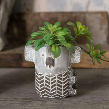 Charmant vase rétro en ciment Koala pour plantes succulentes