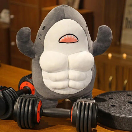 Charming Muscle Shark Plush Toy - 40cm Stuffed Animal Pillow, Ideal for All Ages - Wnkrs