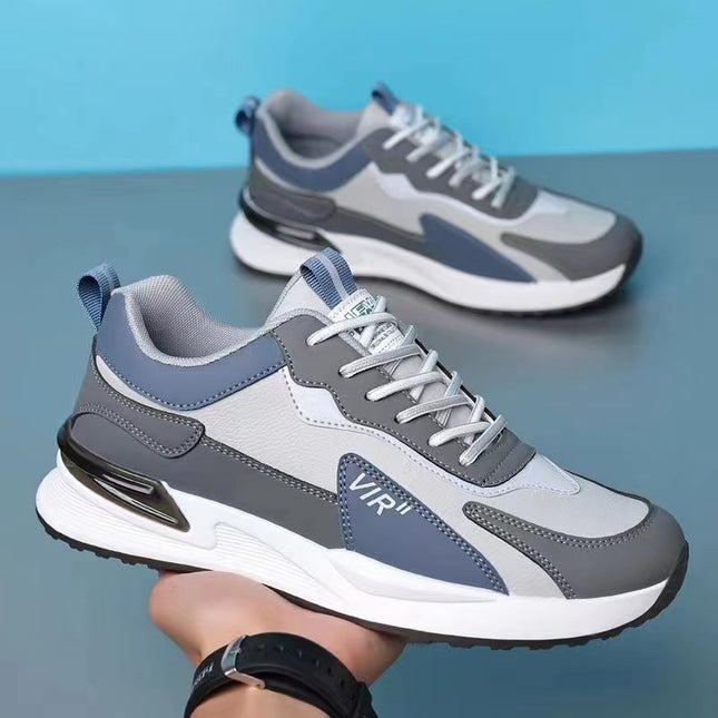 Men's Color Block Mesh Shoes Fashion Casual Lace-up Sneakers Outdoor Breathable Running Sports Shoes - Wnkrs