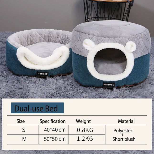 Lit et maison en peluche convertible et confortable pour chats et petits chiens