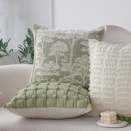 Elegante funda de almohada decorativa de jacquard verde