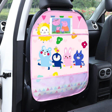 Cartoon Car Seat Back Protector with Storage Organizer - Wnkrs