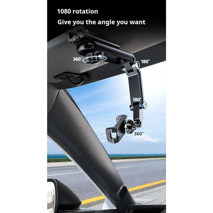 360° Adjustable Rearview Mirror Phone Mount - Universal Fit Car Phone Holder