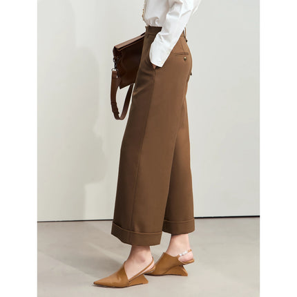 Pantalon ample chic d'automne pour femme - Pantalon de bureau décontracté