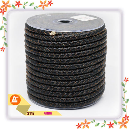 Braided Black Real Cowhide Rope Round - Wnkrs