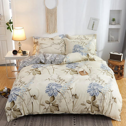 Cover Set Bed Cotton Quilt Bedsheet Bedding Duvet Fitted - Wnkrs