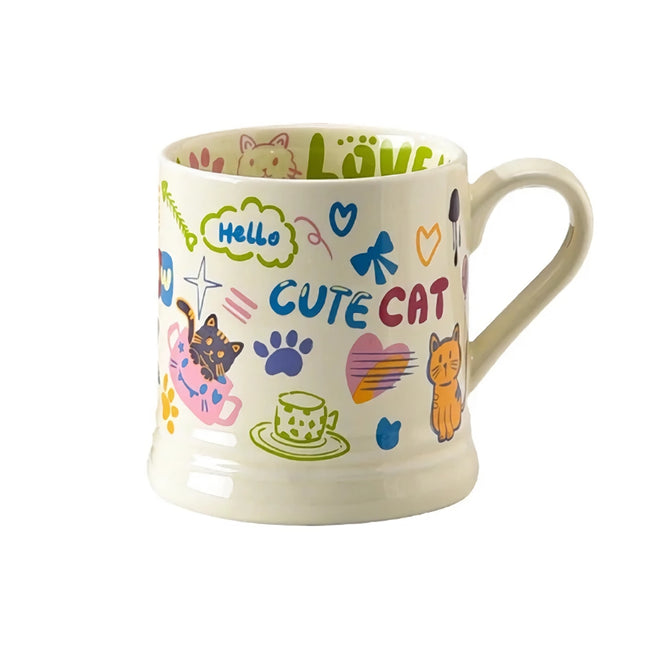 Tasse en céramique à imprimé floral français de 370 ml