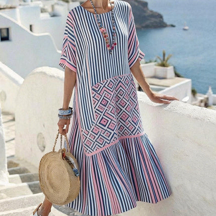 Vestido largo de mujer con estampado digital