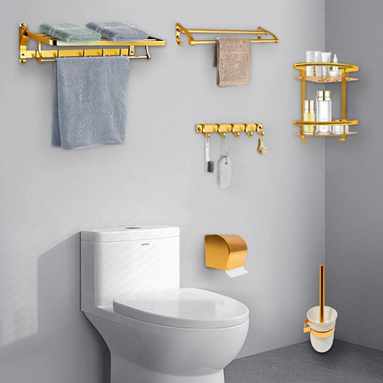 Gold Space Aluminum Bathroom Accessories Set with Towel Bar & Shelf - Wnkrs