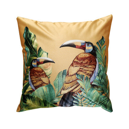 Modern rainforest bird green leaf print cushion cover - Wnkrs