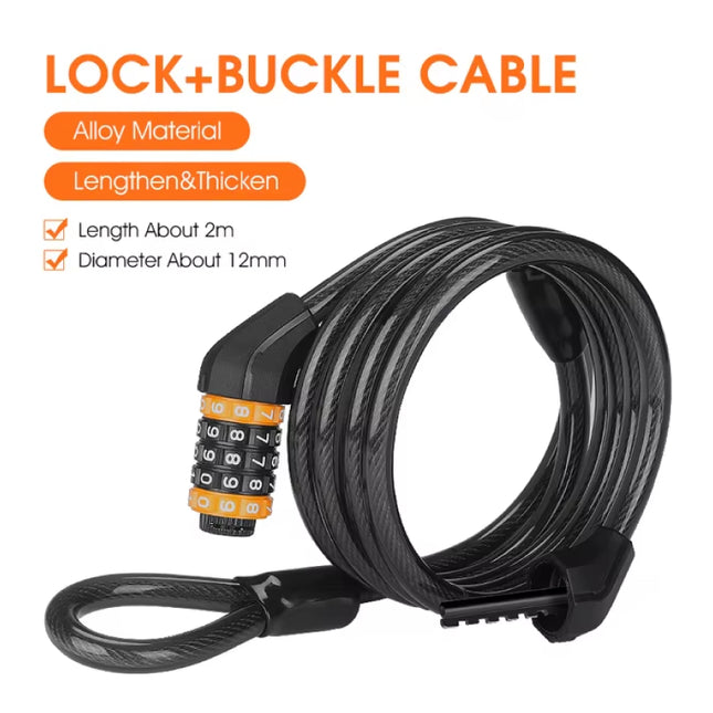 Candado de cable enrollable seguro para bicicleta con protección por contraseña