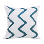 2 pièces 18x18 pouces / Blanc avec zigzag bleu