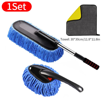 Balai de lavage de voiture réglable avec brosse en microfibre et kit anti-poussière