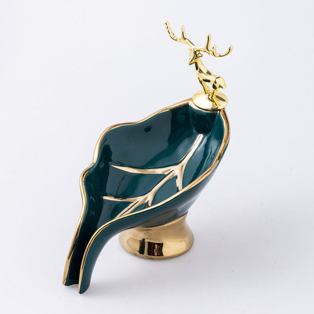 Jabonera elegante de cerámica con forma de hoja