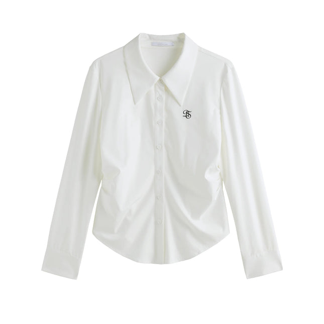 Camisa elegante informal de otoño con capas para mujer