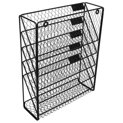 6-Tier Black Metal Wire Hanging File Organizer & Magazine Rack - Wnkrs