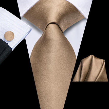 Gold Brown Silk Necktie Set