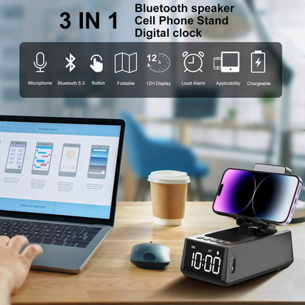 Soporte para altavoz Bluetooth plegable con despertador