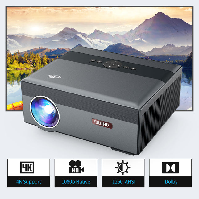 Projecteur LED 4K 15000 lumens avec écran 300 pouces, Android 5G WiFi, Smart TV Full HD