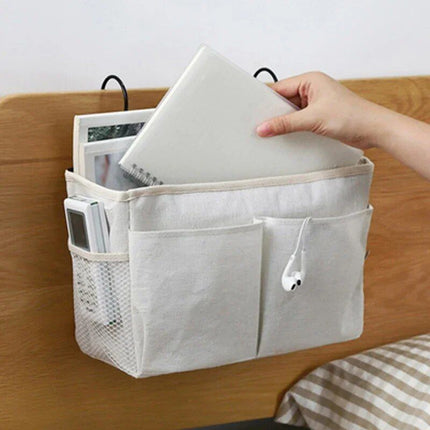 Multi-Purpose Bedside Storage Organizer: Canvas Hanging Pocket for Bedroom Essentials - Wnkrs