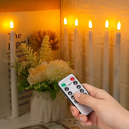 Realistic Flickering Flameless Taper Candles with Timer & Remote Control - Wnkrs