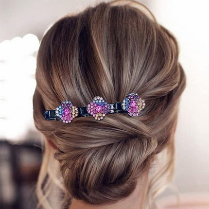 Pinzas para el cabello trenzadas con cristales y flores de moda