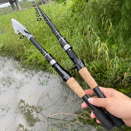 Combo de caña y carrete de pesca telescópico