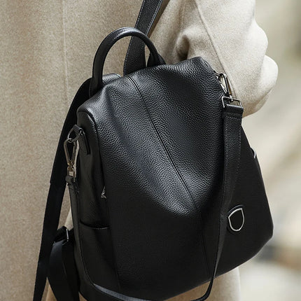 Sac à dos en cuir véritable pour femme