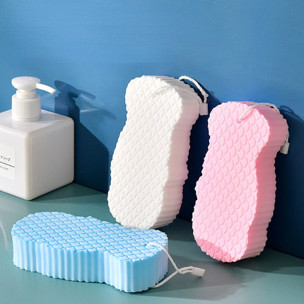 Esponja de baño para limpieza corporal con forma de escamas de pez en 3D