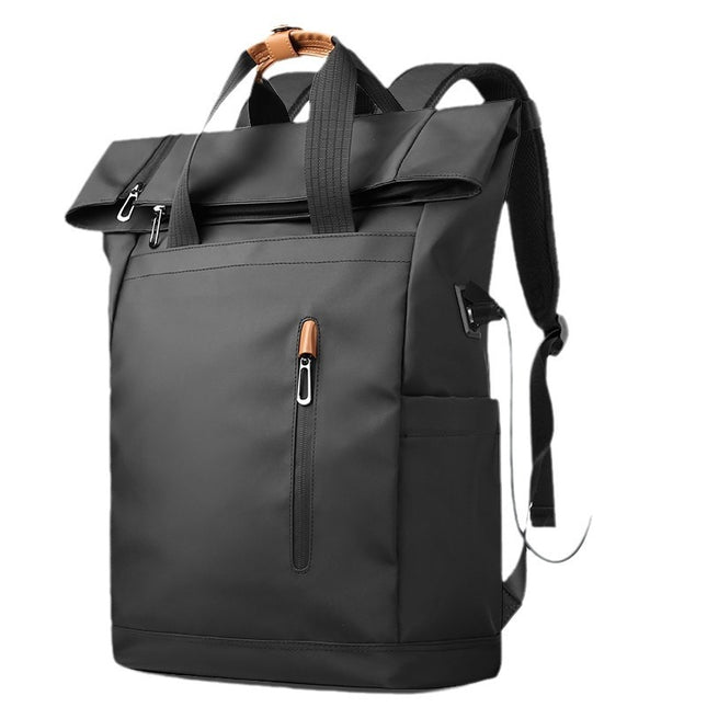 Mochila con borde curvo para viajes, ocio y ocio con cierre lateral para hombre