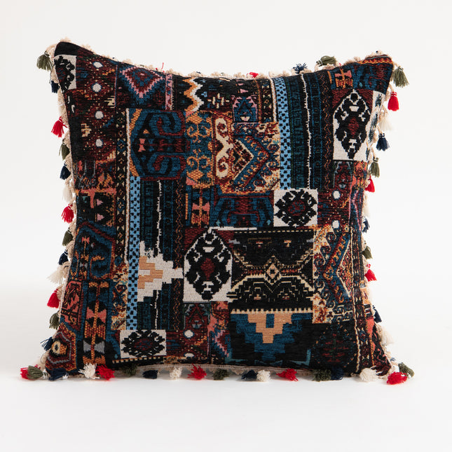 Housses de coussin à pompons style bohème marocain pour canapé et lit