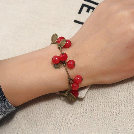 Boho Vintage Cherry Coin Bangle for Girls