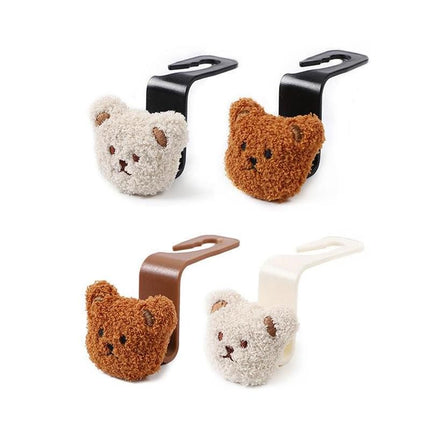 Cute Plush Bear Car Seat Back Hook with Decorative Pendant - Wnkrs