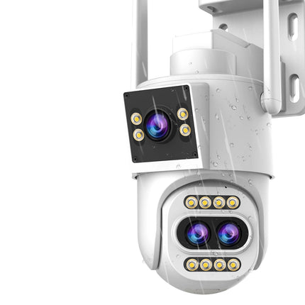 Advanced Security Camera with Dual Screens and Triple Lenses