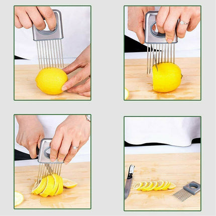 Onion Holder Slicer Vegetable tools Tomato Cutter Stainless Steel Kitchen Gadget - Wnkrs