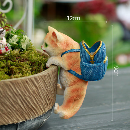 Cat Backpack Garden Statue