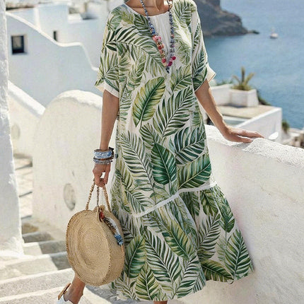 Vestido largo de mujer con estampado digital