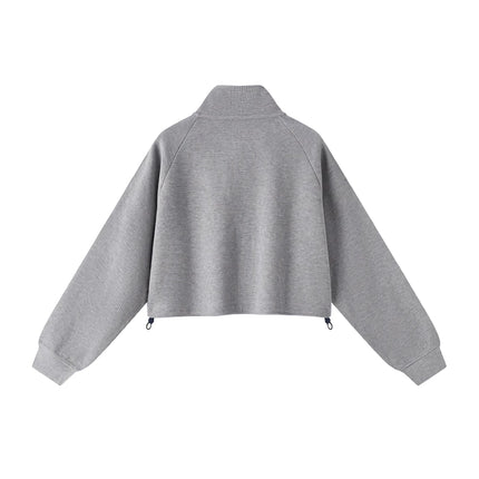 Sweat-shirt à manches raglan en tricot gaufré gris