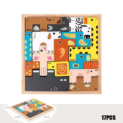 Children's Educational Creative Wooden Three-Dimensional Puzzle Tetris - Wnkrs