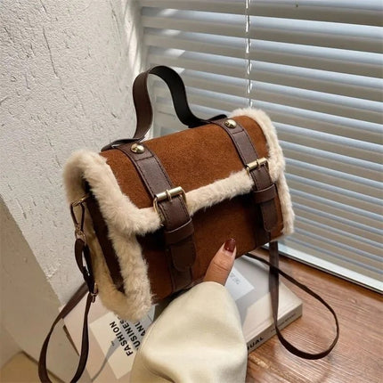 Chic Winter Plush Crossbody Bag - Wnkrs