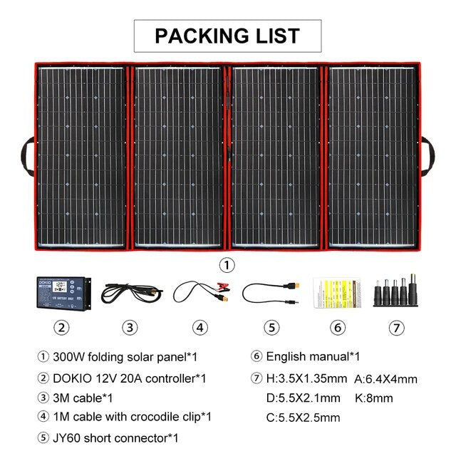 Kit de panneau solaire pliable portable 80 W-300 W avec contrôleur