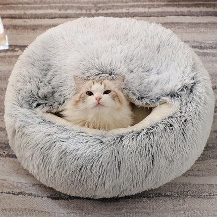 Lit rond et confortable en peluche pour chat