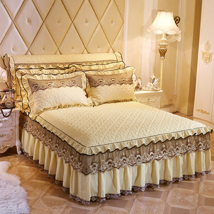 Quilted Lace Bed Skirt Thickened Plus Cotton Bedspread Single Piece Simmons Bed Cover Bed Circumference 1.8m Bed - Wnkrs