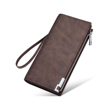 Portefeuille long en cuir de luxe pour homme avec support pour téléphone