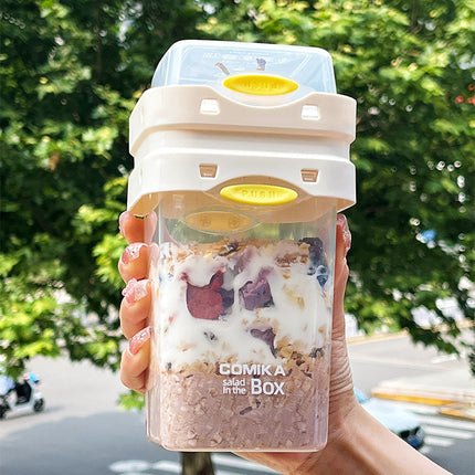 Salad Cup Light Food Fat Reduction Portable Take-out Cup Double-layer Lunch Box Yogurt Cup Oatmeal Cup Milkshake Cup - Wnkrs