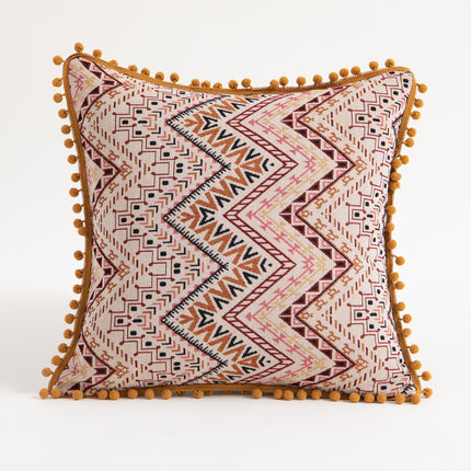 Housses de coussin à pompons style bohème marocain pour canapé et lit