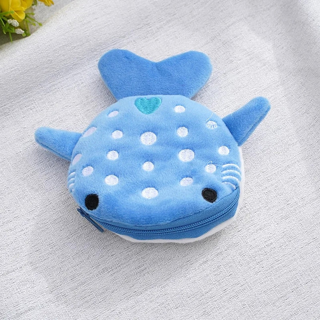 Monedero de peluche con forma de tiburón ballena kawaii