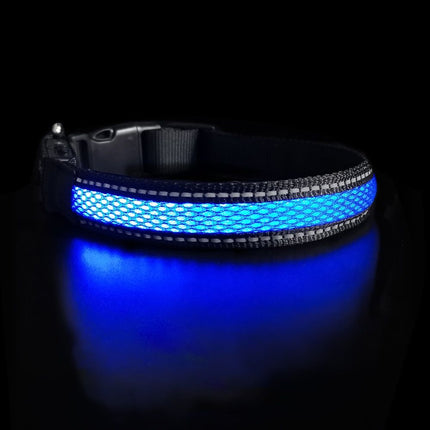 Nylon Dog Collar Flash Night Safety LED Glow Waterproof - Wnkrs