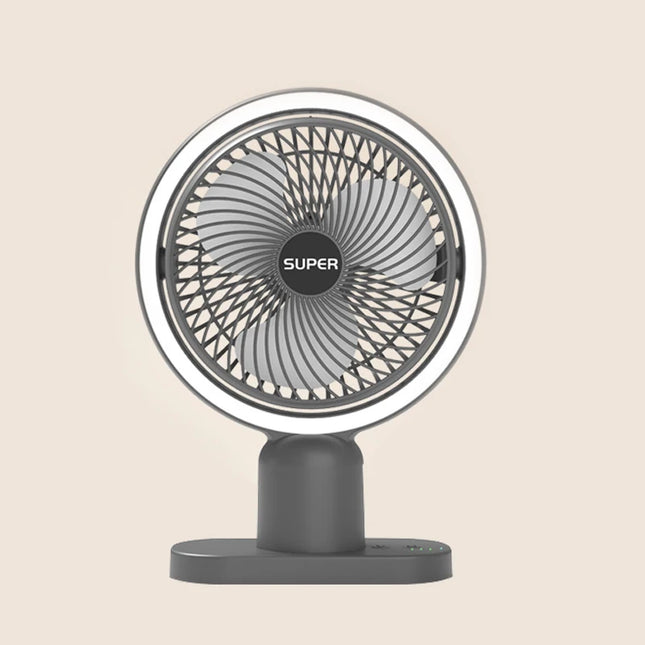 Mini ventilateur de bureau rechargeable avec lumière et refroidissement par air à 3 vitesses