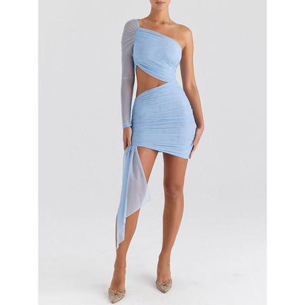 Chic Backless Mini Dress with Mesh Overlay